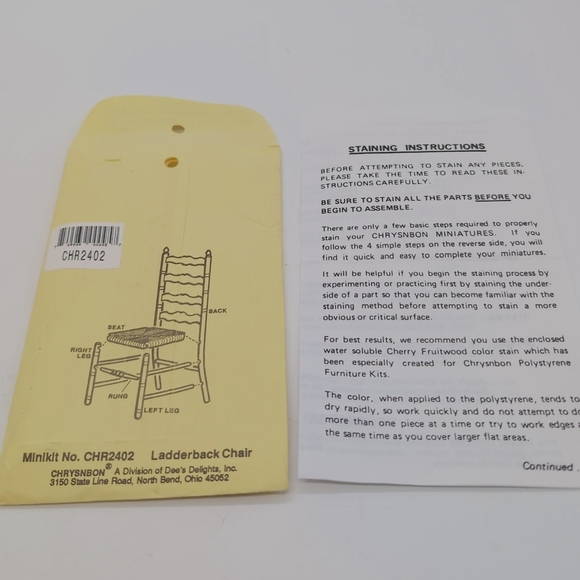 Vintage Chrysnbon Ladderback Chair Kit With Stain - Picture 2 of 2